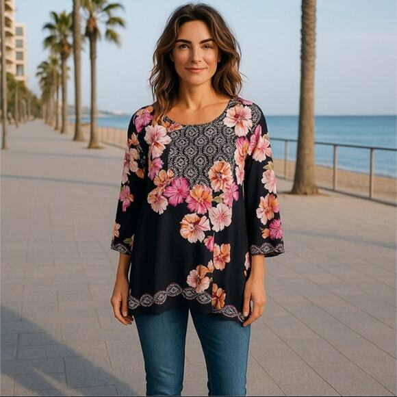 Gorgeous JM Collection Floral Tunic Size XL - Picture 2 of 12